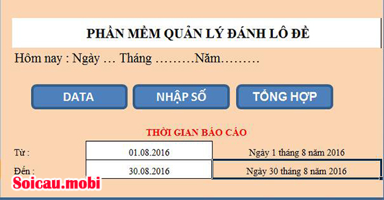 Tạo bảng tính Excel để tính số xổ số theo thời gian.